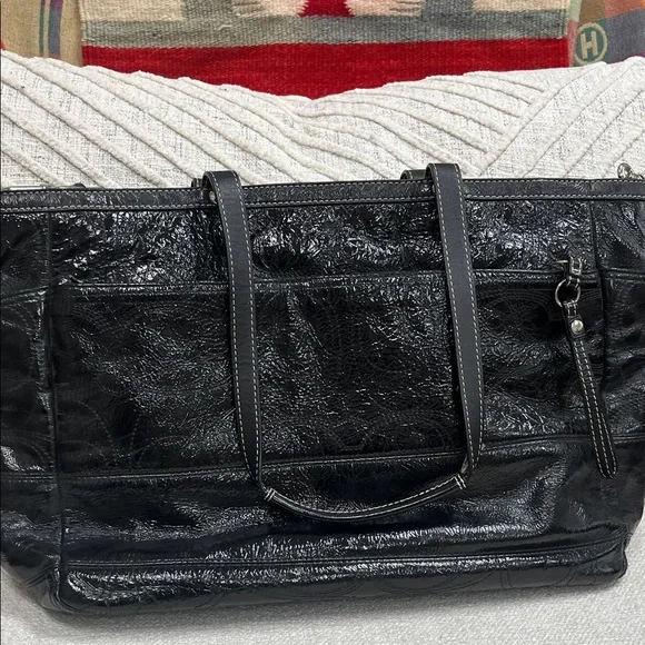 Coach Shiny Black Leather Tote - Picture 2 of 5